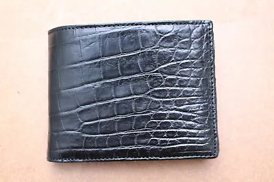 Genuine Crocodile Belly - Black Real Alligator Skin Leather -Men's Bifold Wallet • $46.75