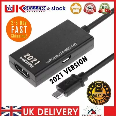 Micro USB To HDMI Cable MHL Adapter 1080p HD TV Android Phone Samsung HTC Black • £4.99