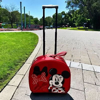 Disney Store Minnie Mouse Red Rolling Suitcase Carry On Pull Up Handle 16  X 14  • $60