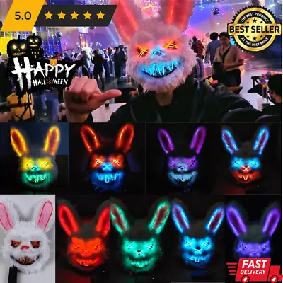 Halloween LED Mask Horror Scary Cosplay Party HOT Bunny Rabbit Adult Kid Costume • $19.97