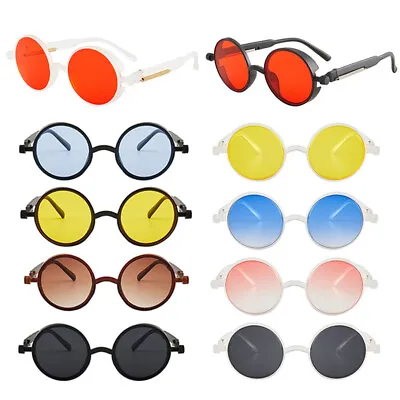 Steampunk Glasses Cyber 50s Round Retro Gothic Vintage Goggles Sunglasses UV400 • $1.39