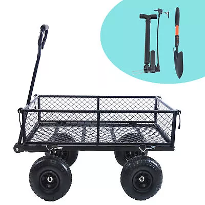 Heavy Duty Garden Carts Yard Dump Wagon Cart Lawn Utility Cart Outdoor Steel  US • $115.99