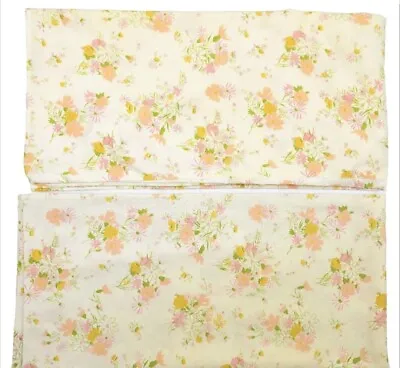 2 Vintage Cannon Monticello Pillowcases Flower KING RETRO FLORAL No-Iron Muslin • $11.64