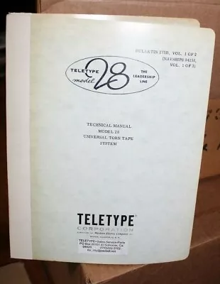 Teletype Model 28 Bulletin 275B Vol 1 Of 2 Navships 94158 -Torn Tape System  • $50