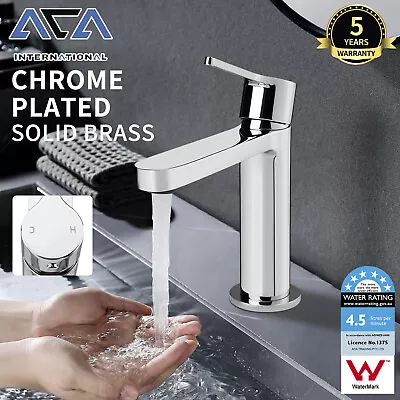 ACA Chrome Bathroom Basin Mixer Tap Brass Spout Vanity Counter Round Top Faucet • $67