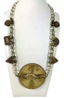 800 Silver Tribal Disc Necklace Alligator 39 GE Vintage Antique • $69.99