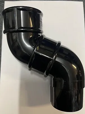 Gutter Swan Neck Down Pipe Spout Round Rainwater Offset Bend 68mm Black 112 • £8.99