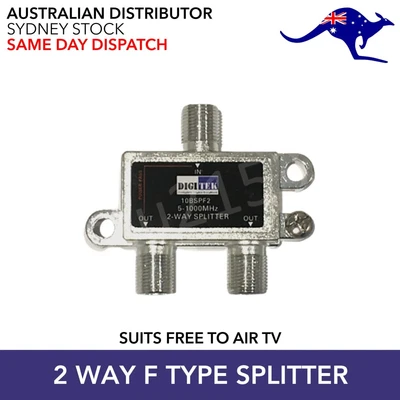 $8.95 • Buy TV Antenna Splitter Digitek 2-Way Aerial F-Type 5-1000MHz Suits Free To Air TV