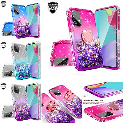 $10.98 • Buy For Samsung Galaxy A52 5G Liquid Glitter Phone Case Cover With Tempered Glass