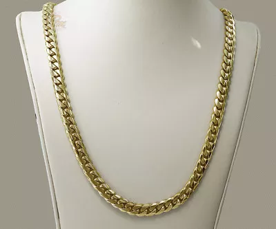 Solid 18K Gold Miami Men's Cuban Curb Link Chain Necklace Heavy 90.4gr 18   7mm • $7051.20