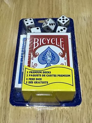 BRAND NEW CARDS - Bicycle 2 Decks Standard Poker And 5 Dice Set • £5.99