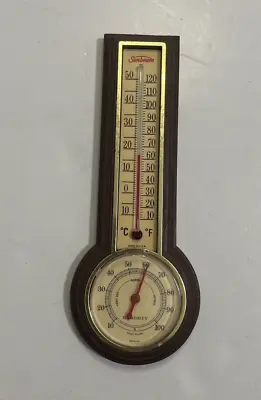 Vintage Sunbeam Thermometer / Barometer Faux Wood Plastic • $10