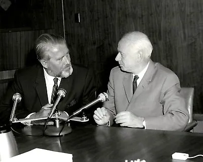 Wernher Von Braun & Eberhard Rees At A Press Conference 8x10 Nasa Photo (da-234) • $8.87