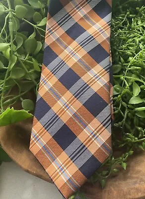 Merona Plaid Tie Orange Blue And White Plaid Tie • $13.98
