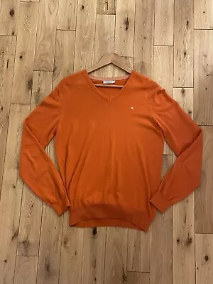 £24.99 • Buy J LINDEBERG Golf Jumper Melvin V-Neck Fine Cotton Orange - Men’s Size Medium