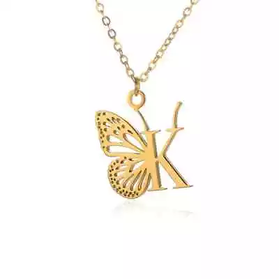 [generousy] Initial Letter With Hollow Butterfly Necklace For Women Butterfly J • $7.76