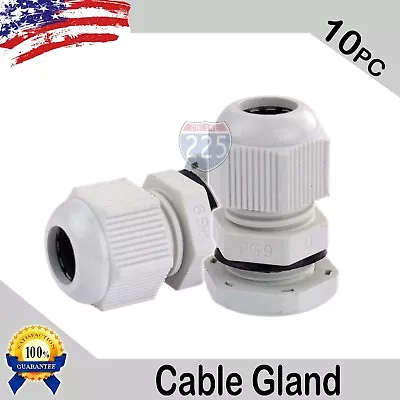 10 Pcs PG9 White Nylon Waterproof Cable Gland 4-8mm Dia. W/ Lock-Nut & Gasket US • $9.99