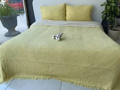 100% Cotton Muslin Throw Blanket 4 Layers Bedspread Muslin Bed Cover  Yellow • $90