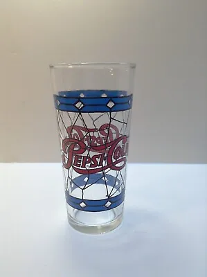 Vintage Pepsi-Cola Tiffany Style Stained Glass 12oz. Drinking Glass • $12.50