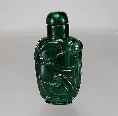 Antique Carved Malachite Snuff Bottle • $575