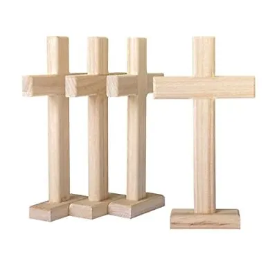 4 Pack Wooden Cross Unfinished Wood Crosses Tabletop Cross For (H) 8.5 Inch • $23.62