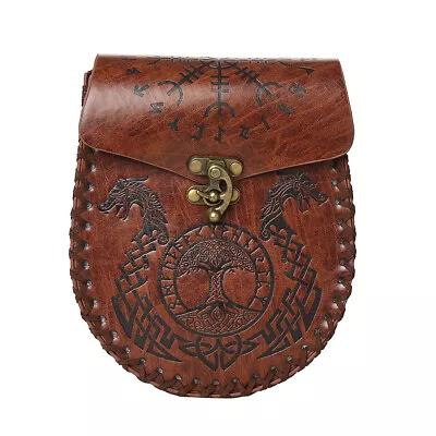 Medieval Viking Pouch Bag Without Belt Halloween Viking Symbols LARP Coin Purse • £15.59