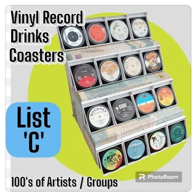 Original Vinyl Record DRINKS COASTERS - Upcycled List C • £9.85