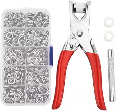 Metal Snaps Buttons 9.5Mm Eyelet Press Studs Kit With Fastener Pliers-100 Sets • $48.13