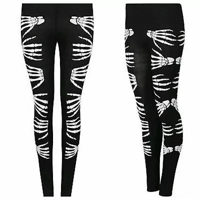 £7.99 • Buy New Ladies Hand Fingers Print Skeleton Halloween Gothic Stylish Design Leggings 