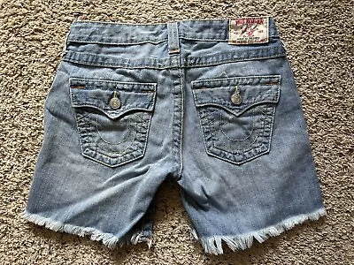 True Religion Jayde Distressed Denim Shorts Size 27 EUC • $19.99