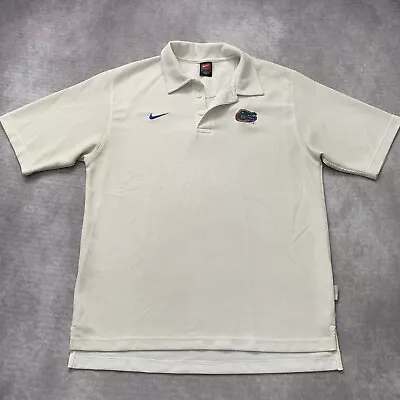 Vintage 90s Nike Florida Gators Golf Polo Shirt Size L White Textured Soft  • $19.50