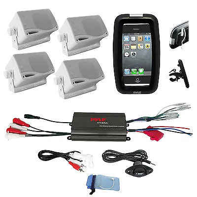 Pyle Bike Outdoor Offroad 800W 4Ch IPod Input Amplifier Box SpeakersPhone Case • $134.99