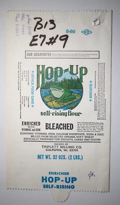 $12 • Buy Vintage Paper Sack Bag - HOP-UP FLOUR, TRIPLETT MILLING, CULPEPER VA 1989
