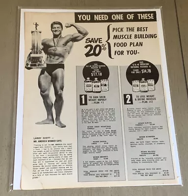 Larry Scott Posing With Trophy Weider Protein Photo From Bodybuilding Magazine • $9.99