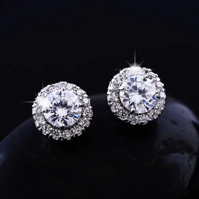 14k Real White Gold Filled Stud Earrings Made With 0.6 Carat Swarovsk Crystals • £3.99