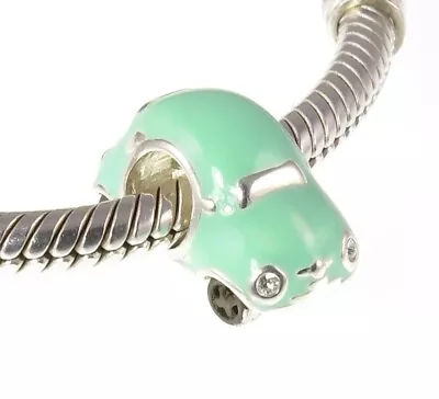 CHAMILIA 925 Sterling Silver Enamel & Crystal GREEN MINI RACER CAR Charm Bead • £38.99