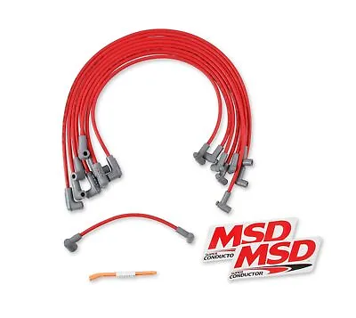 MSD 35599 Red 8.5mm Super Conductor Spark Plug Wire Set SBC Chevy With HEI Cap • $133.95