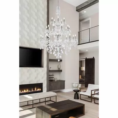 Large Crystal Chandelier Chrome Foyer Ceiling Lighting 25 Light Fixture 57 Inch • $2623.17