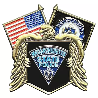 GL4-015 Massachusetts State Police MSP Trooper American Flag Lapel Pin • $12.99