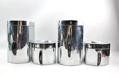 Vintage Mid Century Retro Kromex Chrome Kitchen Canisters Flour Sugar Coffee Tea • $55