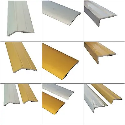 Self Adhesive Carpet Tile Laminate Threshold Metal Cover Strip Flooring Door Bar • £39.99