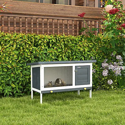 Indoor/Outdoor Wood Rabbit Hutch Bunny Cage W/Slide-Out Tray Openable Roof • $92.99