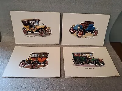 Rare 1958 Donald Art Co Frederick Elmiger ART Lithograph Antique Car Set Of 4  • $20