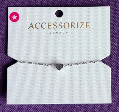 £4.99 • Buy Accessorize, Cathy, Silver Tone Sliding Heart Bracelet