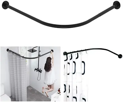 Stretchable 304 Stainless L Shaped Bathroom Bathtub Corner Shower Curtain Rod Ra • $59.99