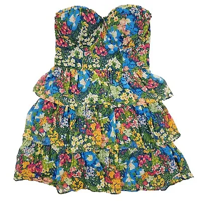 Abercrombie And Fitch Micro Mini Dress Sz M Floral Corset Tiered Sleeveless Y2K • $35