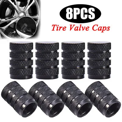 8x Black Aluminium Car Wheel Tyre Valve Stems Air Dust Cover Cap Car Accessories • $5.71
