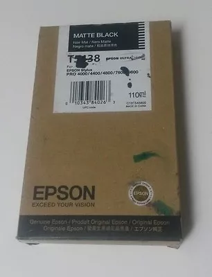 Genuine Epson T5438 Matte Blk Color Ink 110ml For Stylus Pro 4000/9600. Exp:2010 • $48