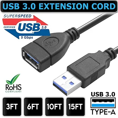 USB 3.0 Extender Extension Cable Cord Type A Male To  Female 2~10FT HIGH SPEED • $5.49