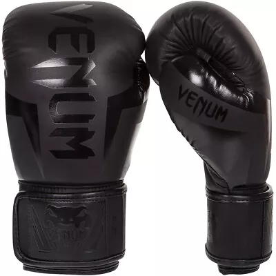 Venum Elite Hook And Loop Boxing Gloves - Matte Black • $86.25